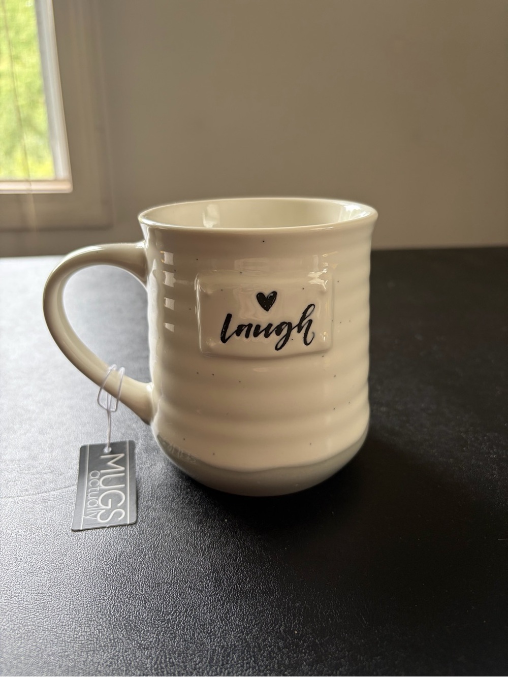 White 'Laugh' Ceramic Coffee Mug